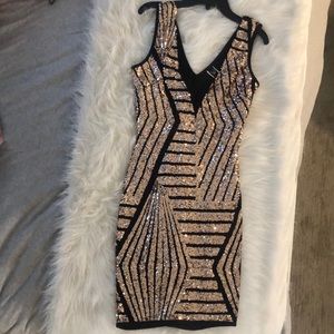 Gold sparkly mini dress